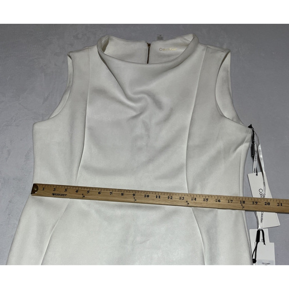 Calvin Klein Sheath Dress Size 16 White Faux Suede Sleeveless Career Office Work - Picture 9 of 12
